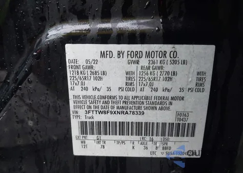 2022 Ford Maverick Xlt z USA, uszkodzony, nr VIN 3FTTW8F9XNRA78339